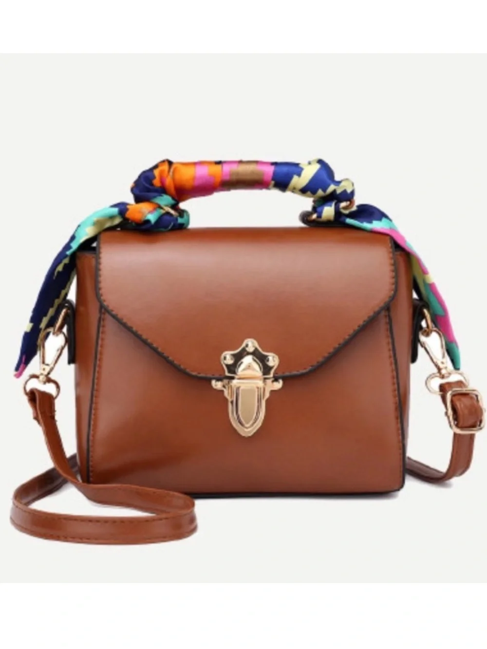 SHEIN Skinny Scarf Push Lock Shoulder Bag
